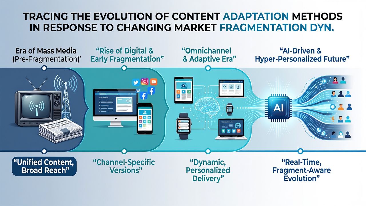 Modern dashboard illustrating AI-driven content adaptation across multiple fragmented market segments
